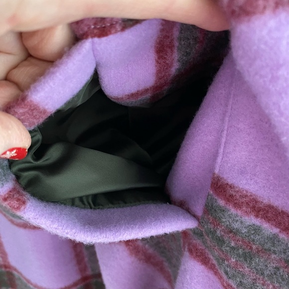 Time and Tru Women's Plaid Pea Coat in Purple and Gray - Picture 3 of 6